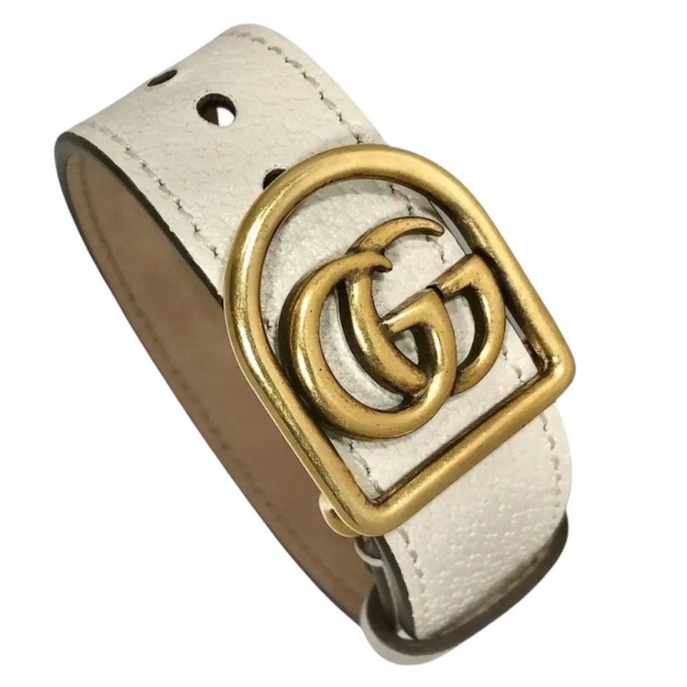 SALE 🔥 GUCCI Leather Bracelet in Cream with Gold GG Marmont Buckle NWOT